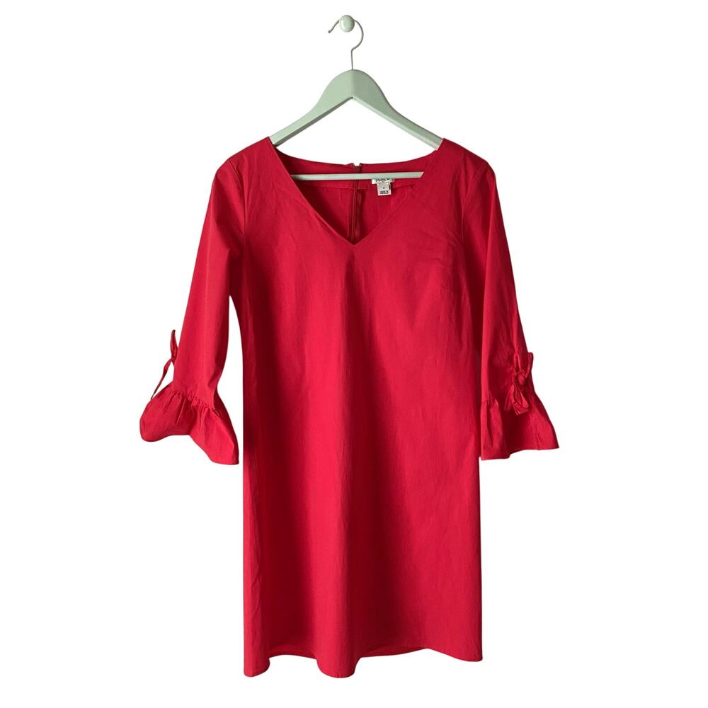 J. Crew Red Ruffle Tie-Sleeve Shift Dress Size 8